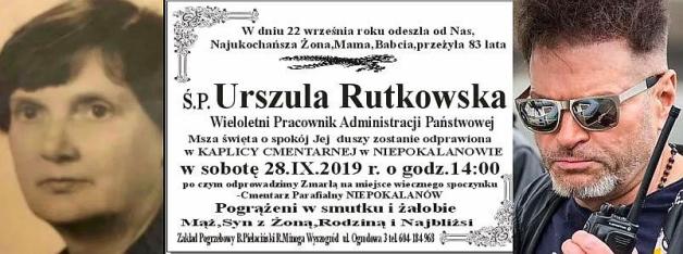 Msza Święta i Uroczystości Pogrzebowe Urszuli Rutkowskiej, matki Krzysztofa Rutkowskiego w sobotę od godz. 14 w Teresinie-Niepokalanowie